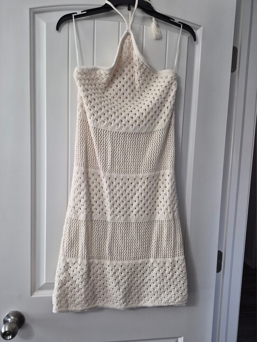 Old Navy Cream Crochet Halter Dress Sz L